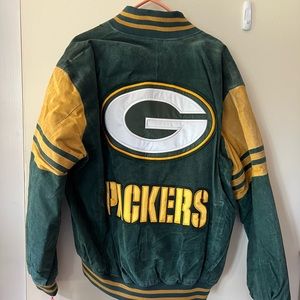 NFL Green Bay Packers 100% Suede (Leather) Bomber Jacket Size XL New with Tags